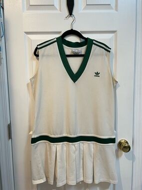 adidas Cream Tennis Dress with Green Trim